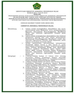 Kepdirjen Pendis No. 8621 Tahun 2025 Perubahan Ketiga Juknis Pengelolaan BOS Madrasah dan BOP RA