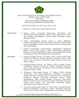 Juknis Pembelajaran Ramadhan 1447 di Madrasah Kepdirjen Pendis