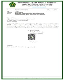 Surat Dirjen Pendis No. 288 Tahun 2025 Pedoman Linieritas Kualifikasi Akademik dan Mata Pelajaran PPG