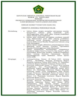 POS Ujian Madrasah 2026 SK Dirjen Pendidikan Islam 751
