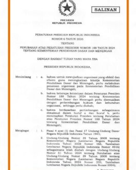 Perpres 6 Tahun 2026 Kemendikdasmen