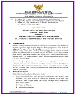 SE BKN Pakaian Korpri Penggunaan Seragam