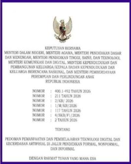 SKB 7 Menteri 2026 Pedoman Pemanfaatan dan Pembelajaran Teknologi Digital dan AI di Satuan Pendidikan