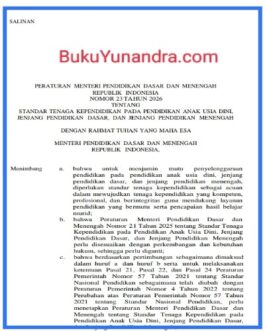 Permendikdasmen 23 Tahun 2026 Standar Tenaga Kependidikan PAUD dan Dasmen