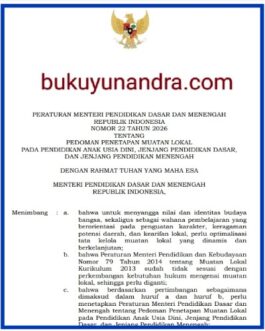 Permendikdasmen 22 Tahun 2026 Pedoman Penetapan Muata Lokal pada PAUD Dasmen