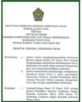 Kepdirjen Pendidikan Islam 7894 Tahun 2026 Juknis Asesmen Kompetensi GTK Madrasah Tahun 2026